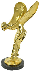Casa Padrino Luxus Bronze Skulptur Frau mit Flgeln Gold / Schwarz 26 x 35 x H. 52 cm - Edle Bronzefigur mit Marmorsockel - Luxus Deko Lady with Wings