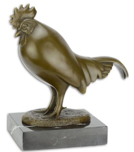 Casa Padrino Luxus Bronzefigur Hahn Vogel Bronze / Schwarz 11 x 19,4 x H. 21,3 cm - Wohnzimmer Deko Skulptur