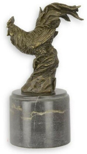 Casa Padrino Deko Bronzefigur Hahn Vogel Bronze / Schwarz 7 x 8,8 x H. 16,1 cm - Bronze Skulptur - Dekofigur - Deko Accessoires