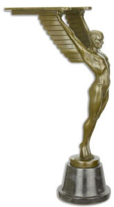 Casa Padrino Art Deco Bronze Skulptur Ikarus Bronze / Schwarz 13,2 x 24,8 x H. 42,2 cm - Luxus Bronzefigur mit Marmorsockel - Dekofigur