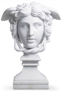 Casa Padrino Luxus Marmor Skulptur Wei 39 x 27 x H. 58 cm - Deko Figur aus hochwertigem Marmor - Edle Damenbste mit Sockel - Luxus Deko Accessoires