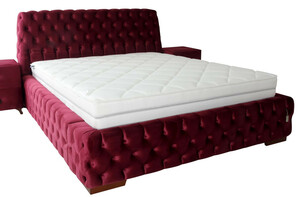 Casa Padrino Luxus Chesterfield Doppelbett Rosa / Braun - Verschiedene Gren - Modernes Bett mit Matratze - Chesterfield Schlafzimmer Mbel