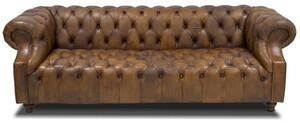 Casa Padrino Luxus Chesterfield Leder Sofa 240 x 100 x H. 80 cm - Verschiedene Farben - Echtleder Wohnzimmer Sofa - Chesterfield Mbel