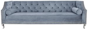 Casa Padrino Luxus Chesterfield Samt Sofa mit Kissen 225 x 84 x H. 76,5 cm - Verschiedene Farben - Chesterfield Wohnzimmer Mbel