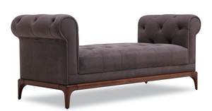 Casa Padrino Luxus Chesterfield Sitzbank Lila / Braun 150 x 58 x H. 67 cm - Moderne gepolsterte Massivholz Bank mit edlem Samtstoff - Luxus Qualitt
