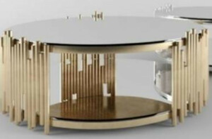 Casa Padrino Designer Couchtisch Gold  90 x H. 45 cm - Runder Wohnzimmertisch mit Glasplatten - Luxus Wohnzimmer Mbel