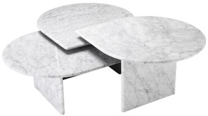Casa Padrino Luxus Couchtisch Set Wei - 3 Wohnzimmertische aus hochwertigem Carrara Marmor - Luxus Mbel