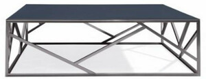 Casa Padrino Luxus Couchtisch Silber / Schwarz 125 x 125 x H. 43 cm - Quadratischer Edelstahl Wohnzimmertisch mit Glasplatte - Wohnzimmer Mbel - Luxus Qualitt