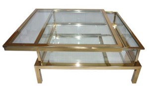 Casa Padrino Luxus Edelstahl Couchtisch Gold 100 x 100 x H. 40 cm - Quadratischer Wohnzimmertisch mit Glasplatten - Wohnzimmer Mbel