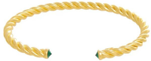 Casa Padrino Luxus Damen Armreif Gold / Grn - Handgefertigtes Vergoldetes Sterlingsilber Armband mit Edelsteinen - Eleganter Damenschmuck - Damen Armschmuck - Luxus Qualitt