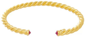 Casa Padrino Luxus Damen Armreif Gold / Rot - Handgefertigtes Vergoldetes Sterlingsilber Armband mit Edelsteinen - Eleganter Damenschmuck - Damen Armschmuck - Luxus Qualitt
