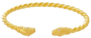 Casa Padrino Luxus Damen Armreif Schlange Gold - Handgefertigtes Vergoldetes Sterlingsilber Armband mit Edelsteinen - Eleganter Damenschmuck - Damen Armschmuck - Luxus Qualitt