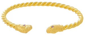 Casa Padrino Luxus Damen Armreif Schlange Gold / Lila - Handgefertigtes Vergoldetes Sterlingsilber Armband mit Edelsteinen - Eleganter Damenschmuck - Damen Armschmuck - Luxus Qualitt