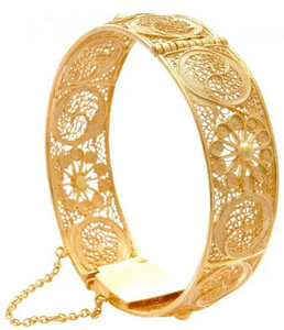 Casa Padrino Luxus Damen Armreif Gold - Vergoldetes Sterlingsilber Armband - Handgefertigter Damenschmuck - Damen Armschmuck - Luxus Kollektion