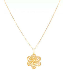 Casa Padrino Luxus Damen Halskette Blumenornament - Handgefertigte 19,2 Karat Gold Kette - Hochwertiger Damenschmuck - Luxus Qualitt