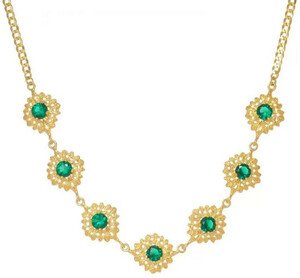 Casa Padrino Luxus Damen Halskette Gold / Grn - Elegante handgefertigte vergoldete Sterlingsilber Kette mit Edelsteinen - Luxus Damenschmuck