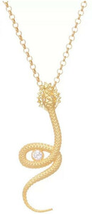 Casa Padrino Luxus Damen Halskette Schlange Gold - Elegante handgefertigte vergoldete Sterlingsilber Kette mit Edelsteinen - Luxus Damenschmuck