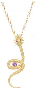 Casa Padrino Luxus Damen Halskette Schlange Gold / Lila - Elegante handgefertigte vergoldete Sterlingsilber Kette mit Edelsteinen - Luxus Damenschmuck