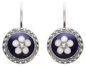 Casa Padrino Luxus Damen Ohrringe Silber / Blau / Wei - Handgefertigte Sterlingsilber Ohrringe mit edler Emaille - Luxus Damenschmuck