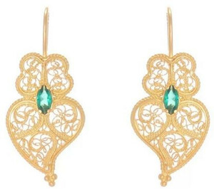 Casa Padrino Luxus Damen Ohrringe Gold / Grn - Elegante handgefertigte vergoldete Sterlingsilber Ohrringe - Luxus Damenschmuck