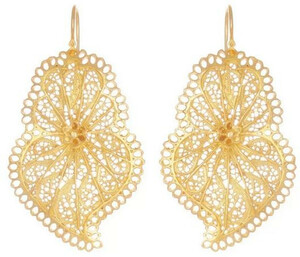Casa Padrino Luxus Damen Ohrringe Gold - Elegante vergoldete Sterlingsilber Ohrringe - Filigraner Damenschmuck