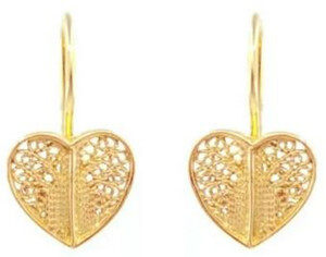 Casa Padrino Luxus Damen Ohrringe in Herzform - Handgefertigte 19,2 Karat Gold Ohrringe - Hochwertiger Damenschmuck - Luxus Qualitt