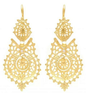 Casa Padrino Luxus Damen Ohrringe - Handgefertigte 19,2 Karat Gold Ohrringe mit edlen Diamanten - Hochwertiger Damenschmuck - Luxus Qualitt