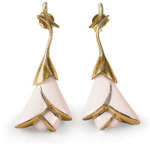 Casa Padrino Luxus Damen Ohrringe Rosa / Gold - 18 Karat vergoldete Sterlingsilber Ohrringe mit feinstem spanischen Porzellan - Damen Ohrschmuck - Hochwertiger Damenschmuck