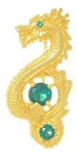 Casa Padrino Luxus Damen Brosche Drache Gold / Grn - Elegante handgefertigte vergoldete Sterlingsilber Anhnger mit Edelsteinen - Handgefertigter Luxus Damenschmuck