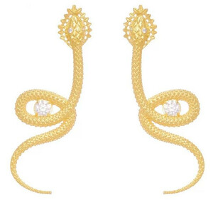Casa Padrino Luxus Damen Ohrringe Schlange Gold - Elegante handgefertigte vergoldete Sterlingsilber Ohrringe mit Edelsteinen - Handgefertigter Luxus Damenschmuck