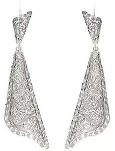 Casa Padrino Luxus Damen Ohrringe Silber - Filigrane handgefertigte Sterlingsilber Ohrringe - Luxus Damenschmuck