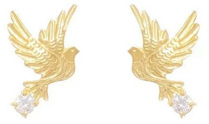 Casa Padrino Luxus Damen Ohrringe Taube Gold - Handgefertigte vergoldete Sterlingsilber Ohrringe mit Edelsteinen - Luxus Damenschmuck