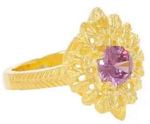 Casa Padrino Luxus Damenring Gold / Lila - Handgefertigter vergoldeter Ring mit Edelstein - Luxus Damenschmuck