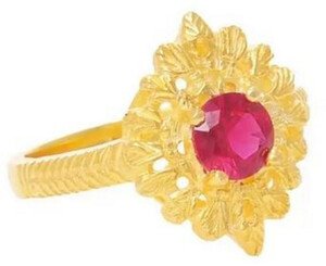 Casa Padrino Luxus Damenring Gold / Rot - Handgefertigter vergoldeter Ring mit Edelstein - Luxus Damenschmuck
