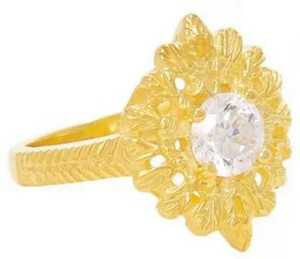 Casa Padrino Luxus Damenring Gold - Handgefertigter vergoldeter Ring mit Edelstein - Luxus Damenschmuck