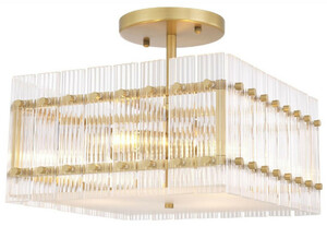 Casa Padrino Luxus Deckenleuchte Antik Messingfarben / Wei 45 x 45 x H. 22 cm - Quadratische Glas Deckenlampe - Moderne Deckenleuchten
