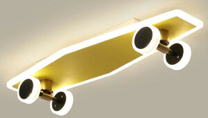 Casa Padrino Luxus Deckenleuchte in Skateboard Form Gold 60 x 20 cm - LED Skateboard Deckenlampe - Skateboard Deckenleuchten - Luxus Deckenleuchten - Luxus Interior