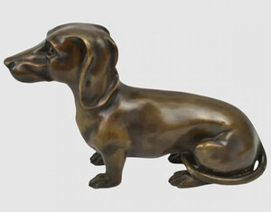 Casa Padrino Luxus Bronze Skulptur Dackel Hund 41 x 12 x H 24 cm Figur Antik Stil 