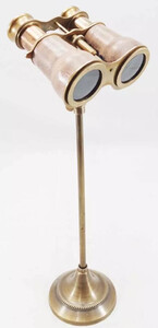 Casa Padrino Jugendstil Deko Fernglas mit Stativ Antik Braun / Messing  8,5-10 x 11 x H. 37 cm - Wohnzimmer Deko - Bro Deko - Schreibtisch Deko - Deko Accessoirs