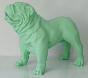 Casa Padrino Luxus Deko Figur Hund Bulldogge Hellgrn 85 x 45 x H. 74 cm - Kunstharz Deko Skulptur - Wohnzimmer Deko - Luxus Deko Tierfigur