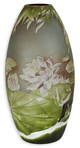 Casa Padrino Luxus Deko Glas Vase Blumen Mehrfarbig  20,8 x H. 41 cm - Runde Cameoglas Blumenvase - Luxus Deko Accessoires