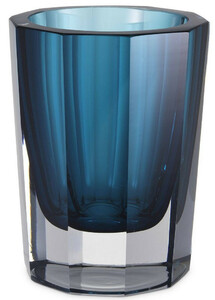 Casa Padrino Luxus Deko Glas Vase Blau  11 x H. 15 cm - Elegante handgefertigte 8-eckige Blumenvase - Deko Accessoires