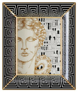 Casa Padrino Luxus Deko Schale Dame Wei / Schwarz / Gold 20,5 x 17,5 x H. 13,5 cm - Handbemalte Porzellan Schale - Luxus Qualitt - Made in Italy