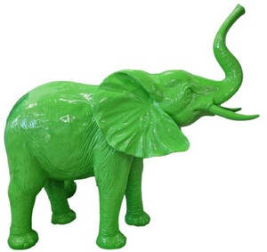 Casa Padrino Luxus Deko Skulptur Elefant Grn 160 x 66 x H. 160 cm - Groe Deko Figur - XXL Deko Skulptur - XXL Deko Figur - Garten Deko - Luxus Deko XXL Figuren