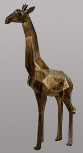 Casa Padrino Luxus Designer Deko Skulptur Giraffe Antik Gold H. 200 cm - Riesige Gartenskulptur - Lebensgroe Skulptur - XXL Deko Skulptur - XXL Deko Figur - XXL Tierfigur