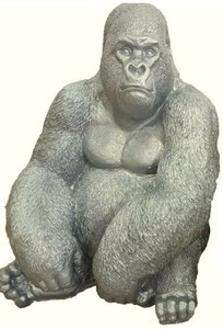 Casa Padrino Luxus Deko Skulptur Gorilla Affe Silber H. 75 cm - Wetterbestndige Gartendeko Figur - Deko Figur - Deko Tierfigur - Garten Deko - Luxus Deko Accessoires