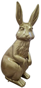 Casa Padrino Luxus Deko Skulptur Hase Gold H. 220 cm - Riesige Gartenskulptur - XXL Deko Skulptur - XXL Deko Figur - XXL Tierfigur - Luxus Garten Deko Tierfigur