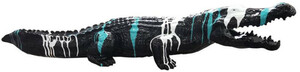 Casa Padrino Luxus Deko Skulptur Krokodil Schwarz / Wei / Trkis 108 cm - Wetterbestndige Gartenskulptur - XXL Deko Skulptur - XXL Deko Figur - Tierfigur - Garten Deko - Luxus Deko Accessoires