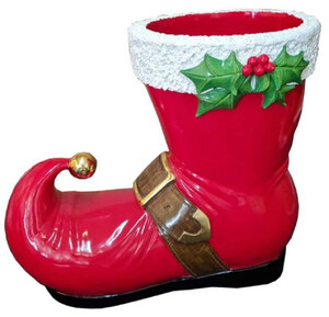 Casa Padrino Luxus XXL Deko Nikolaus Stiefel Rot / Mehrfarbig 87 x H. 79 cm - Dekorativer XXL Weihnachts Stiefel - XXL Weihnachts Dekoration