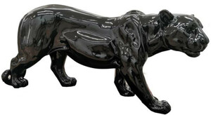 Casa Padrino Luxus Deko Skulptur Panther Schwarz H. 80 x H. 35 cm - Groe Deko Figur - XXL Deko Skulptur - XXL Deko Figur - Wohnzimmer Deko - Garten Deko - Luxus Figuren